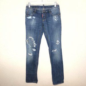 DSquared Mens Pants Blue Denim Jeans Ripped Distressed Made in Italy Size 38